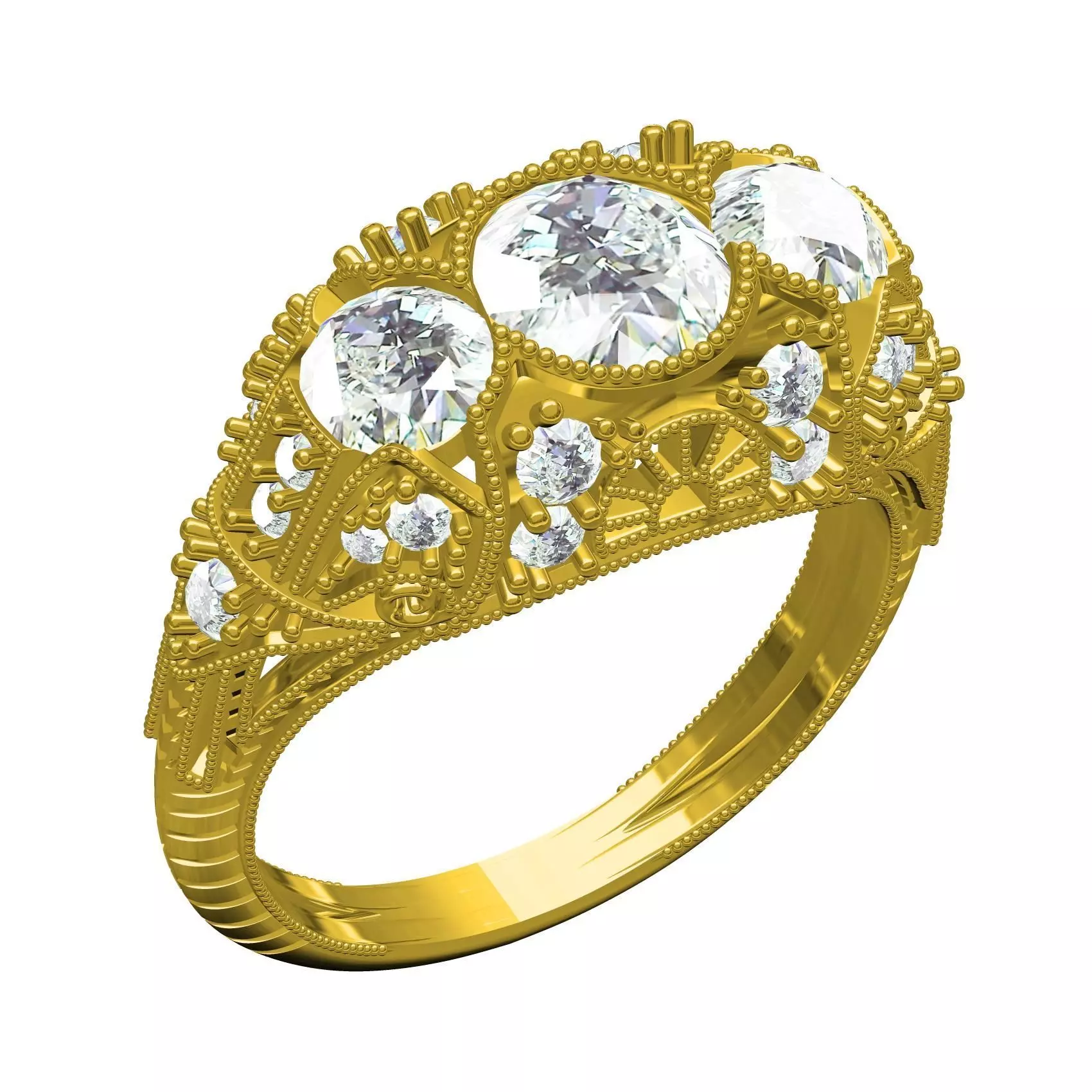 Antique Art Deco Filigree Engagement Ring 4 3D print model