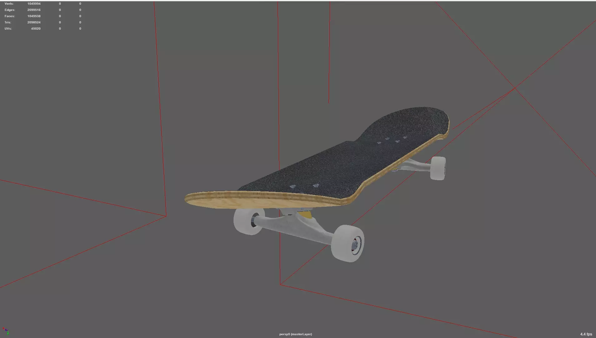 Rigged Skateboard Low-poly 3D model