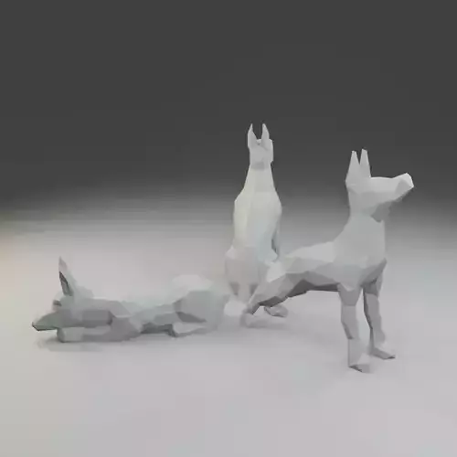Low polygon doberman 3D print model  in three poses 3D print model