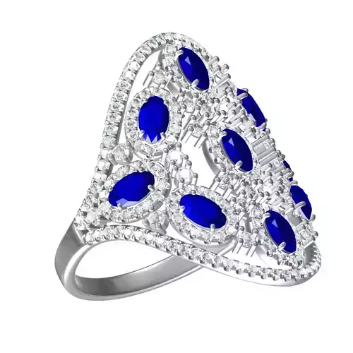Blue Sapphire Oval Stone Dome Ring