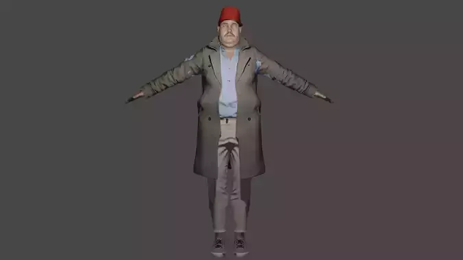 Murat - Fat Turkish Character Model with Fez Hat and Moustache