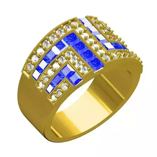 Diamond and Blue Sapphire Stone Cocktail Ring