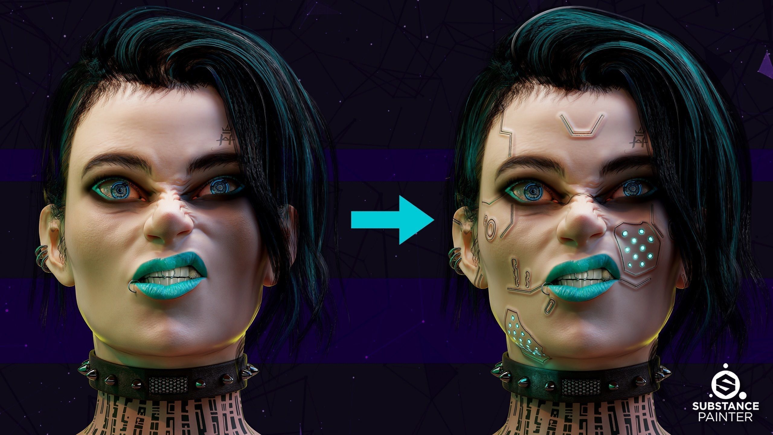 5 Cyber Skin Smart Material Brushes For SubstancePainter VOL04 3D model_4