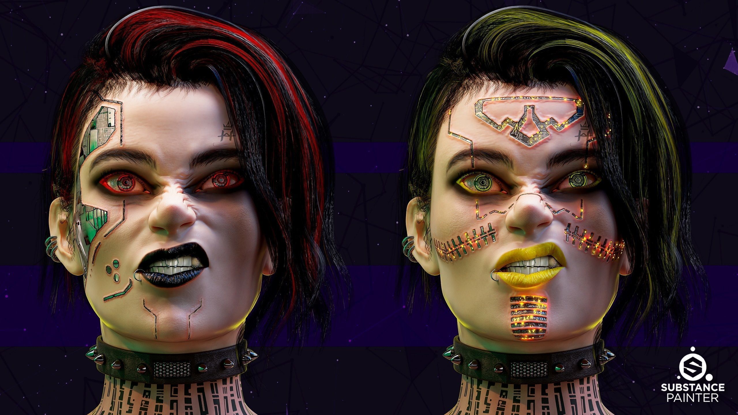 5 Cyber Skin Smart Material Brushes For SubstancePainter VOL04 3D model_2