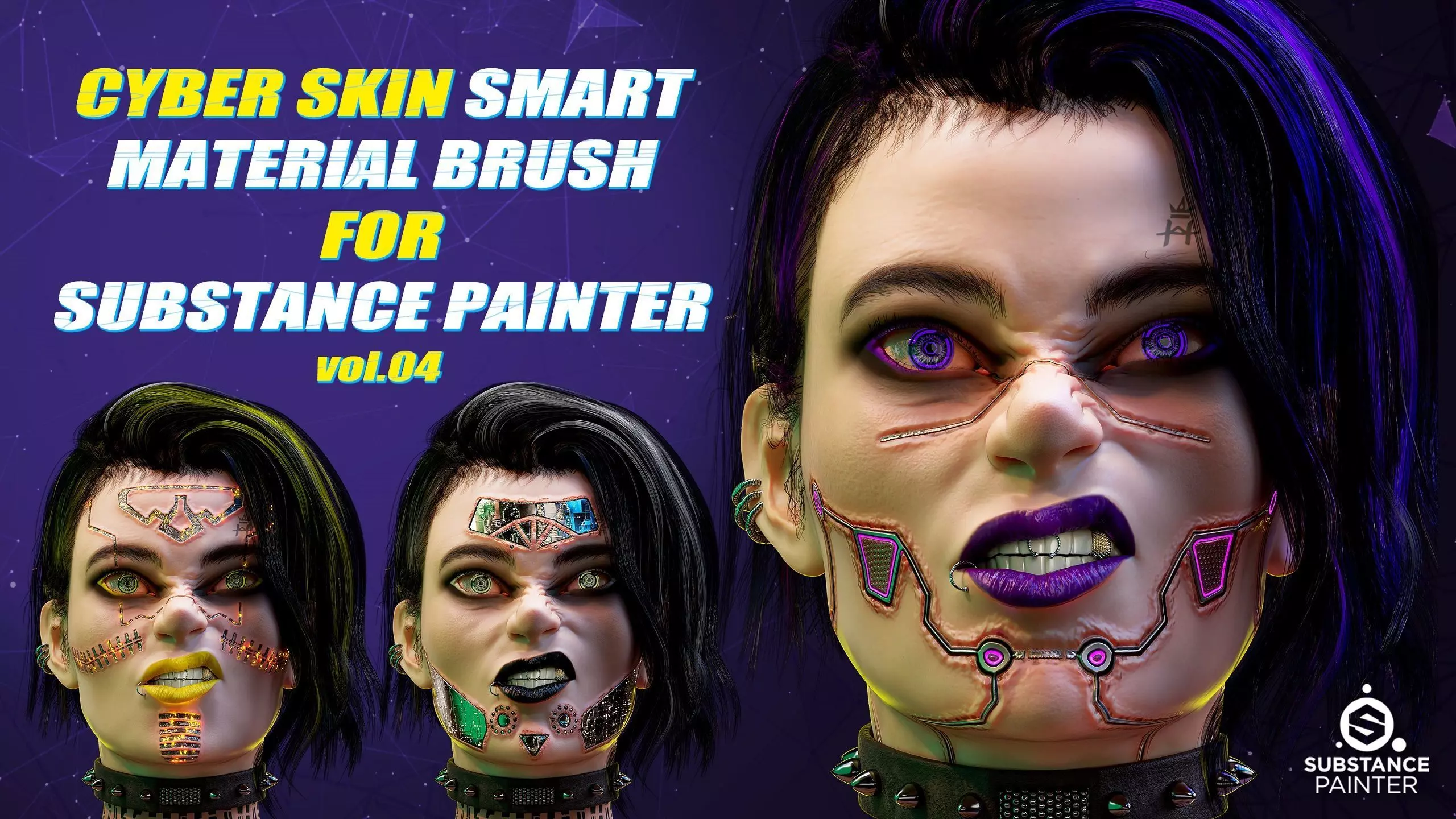 5 Cyber Skin Smart Material Brushes For SubstancePainter VOL04 3D model_0