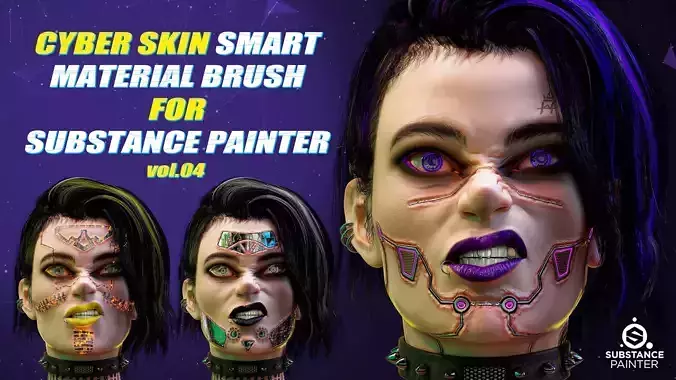 5 Cyber Skin Smart Material Brushes For SubstancePainter VOL04 
