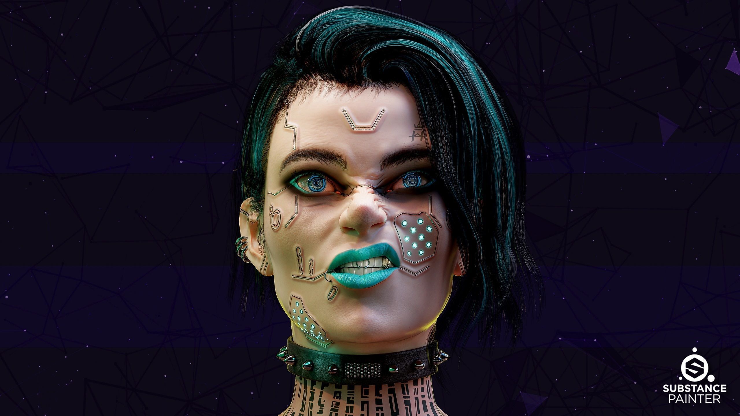 5 Cyber Skin Smart Material Brushes For SubstancePainter VOL04 3D model_5