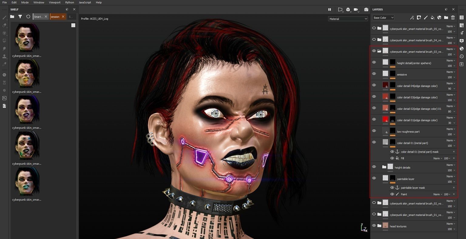 5 Cyber Skin Smart Material Brushes For SubstancePainter VOL04 3D model_6
