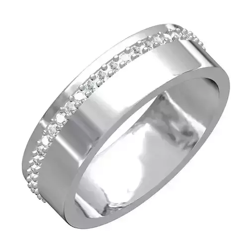 Simple Single Row Diamond Wedding Band for Men