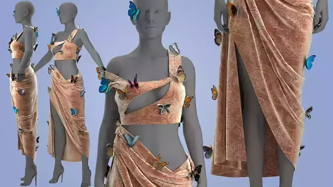 Butterfly Dress Fitted to Gen8 Body Mesh