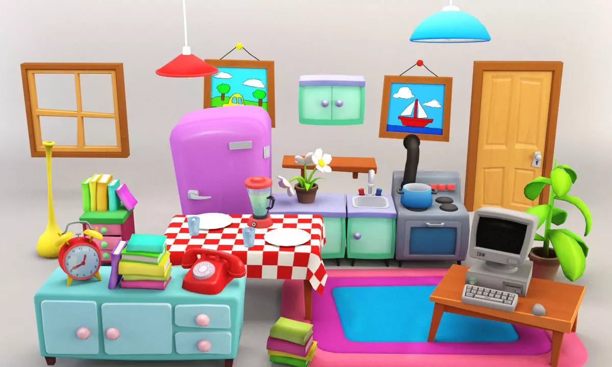 Cartoon Furniture Package 2 Low-poly 3D model_0