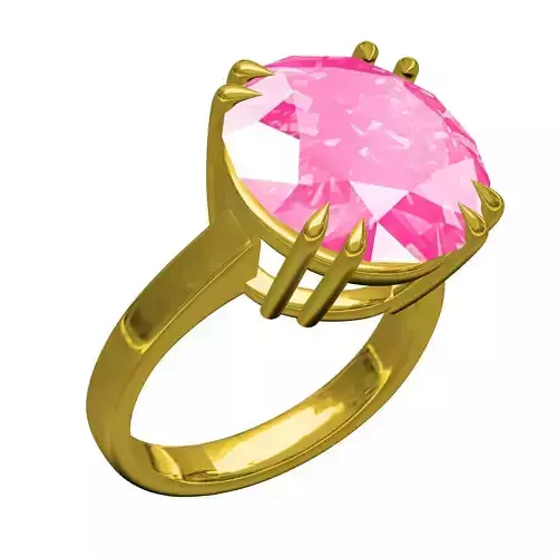 Single Pink Round Diamond Solitaire Ring