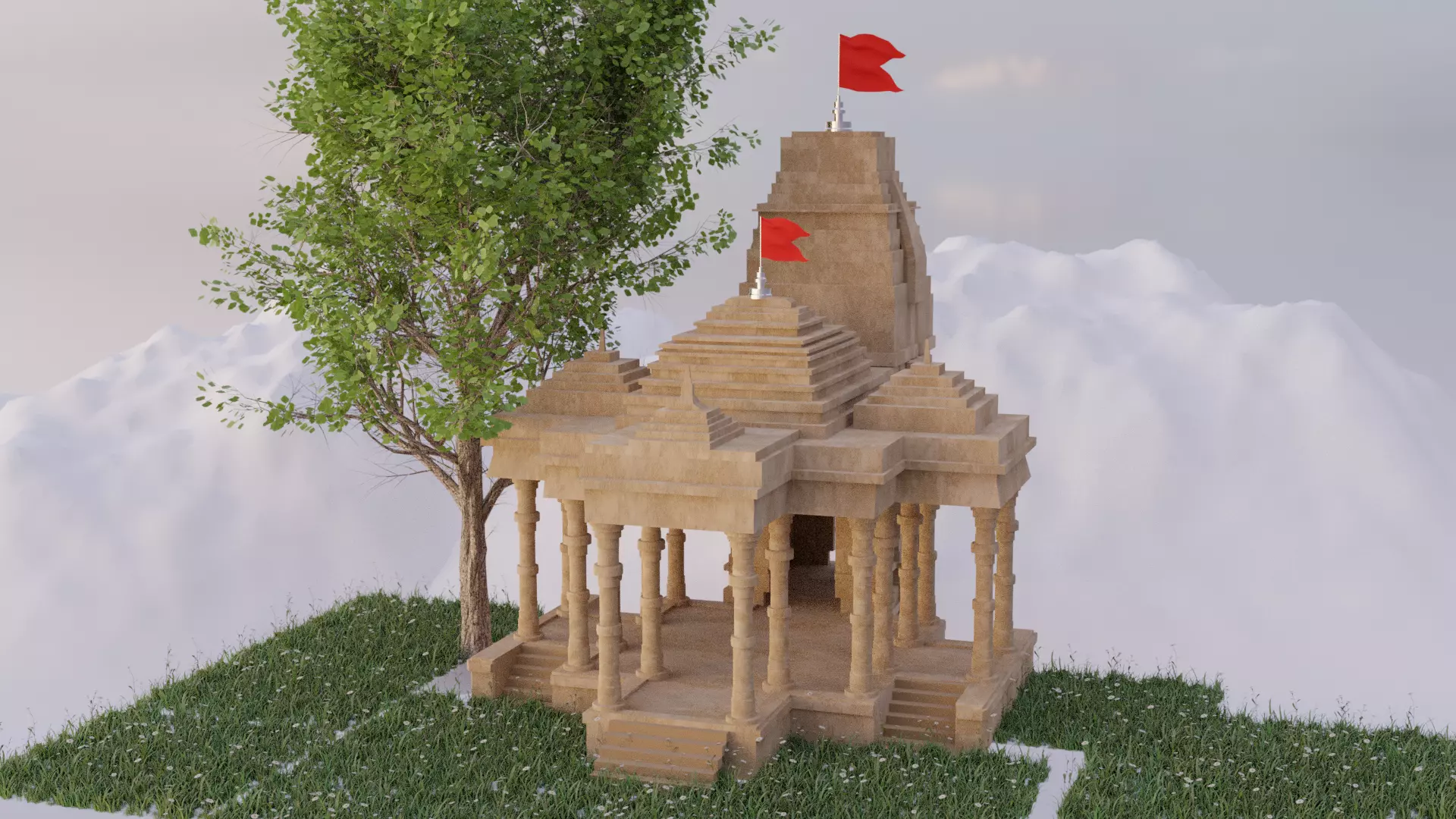 indian temple mandir 3d model 3D model_0