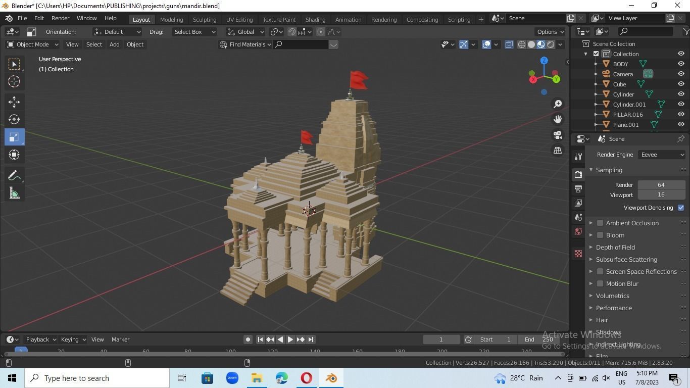 indian temple mandir 3d model 3D model_7