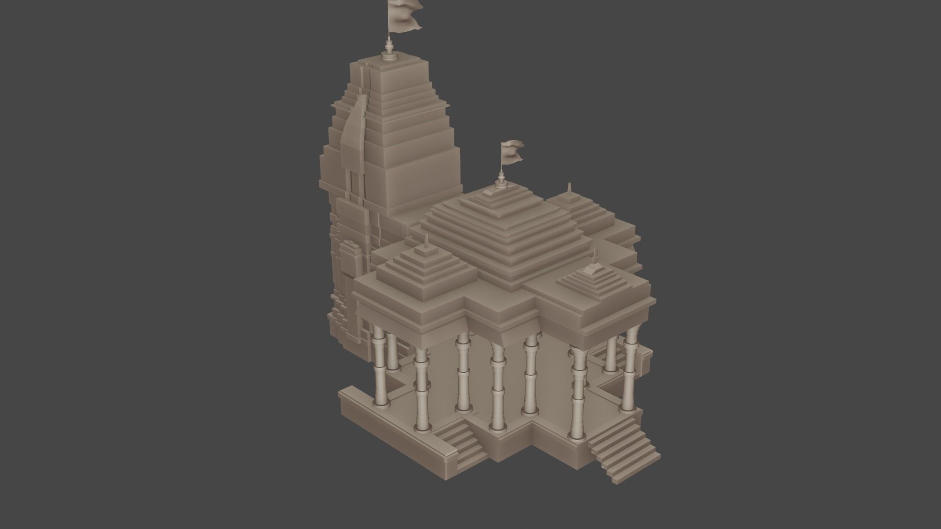 indian temple mandir 3d model 3D model_1