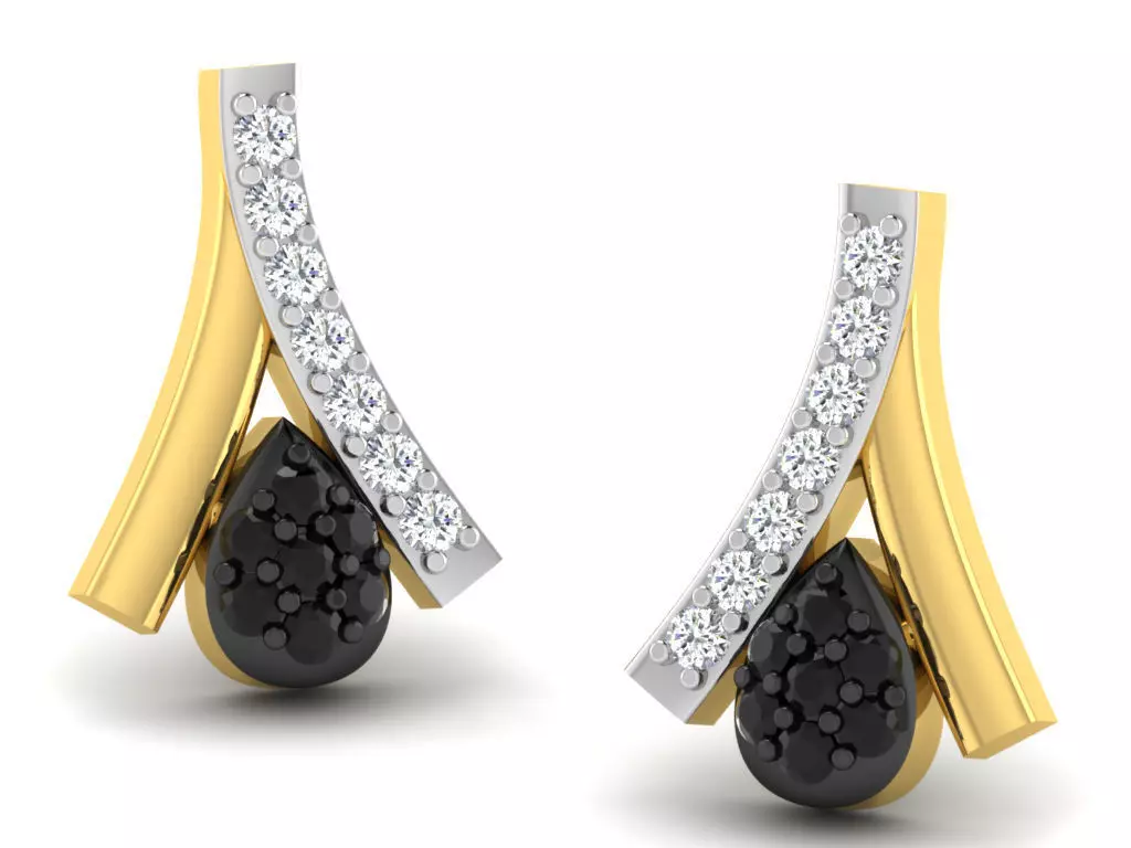 Gold Diamond Women Earring 3D print Model 3D print model