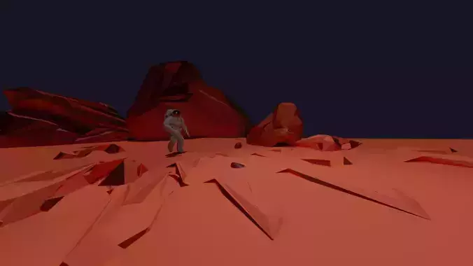 Mars Terrain and Astronaut Animation 3D model
