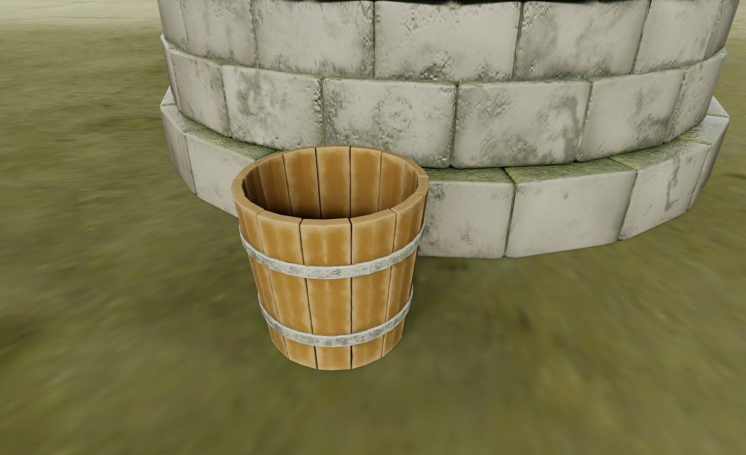 well with bucket and lantern - stylised Low-poly 3D model_1