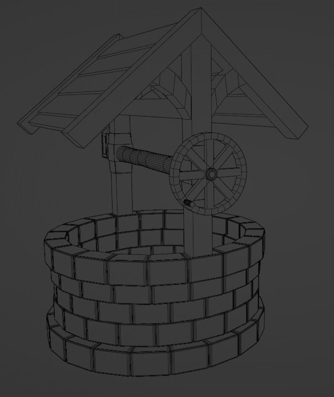 well with bucket and lantern - stylised Low-poly 3D model_6