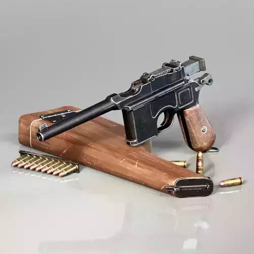 Mauser C96 Pistol Low Poly Game Model Low-poly 3D model