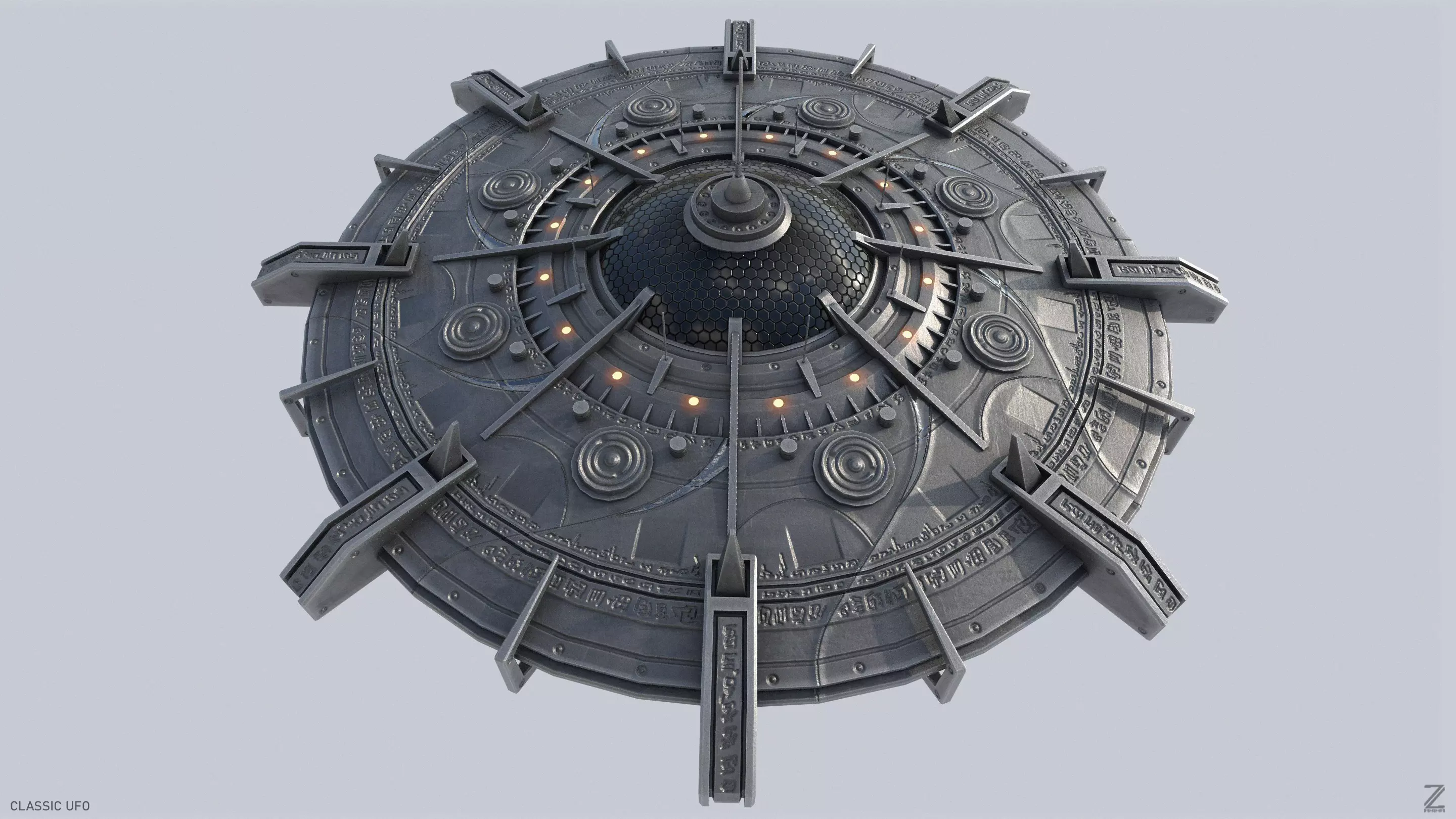 Classic UFO Low-poly 3D model_0