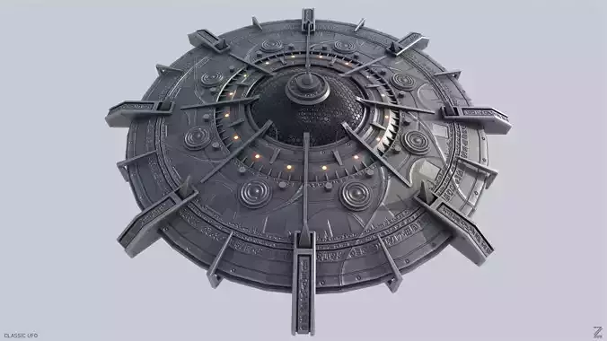 Classic UFO Low-poly 3D model Classic UFO Low-poly 3D model