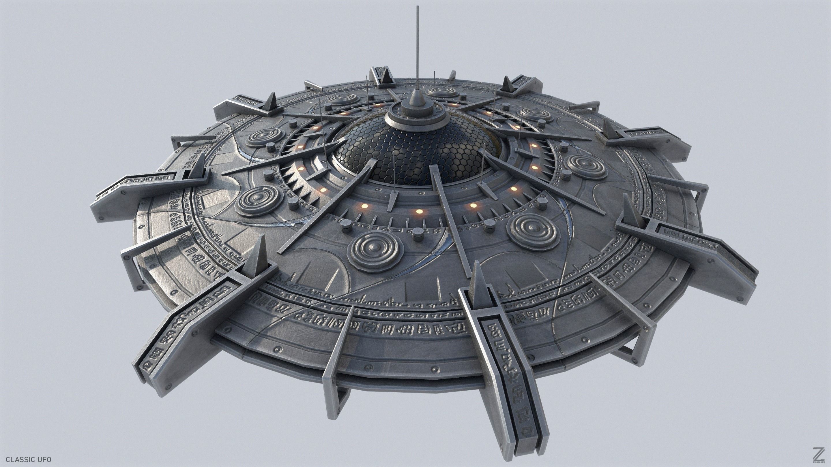 Classic UFO Low-poly 3D model_2