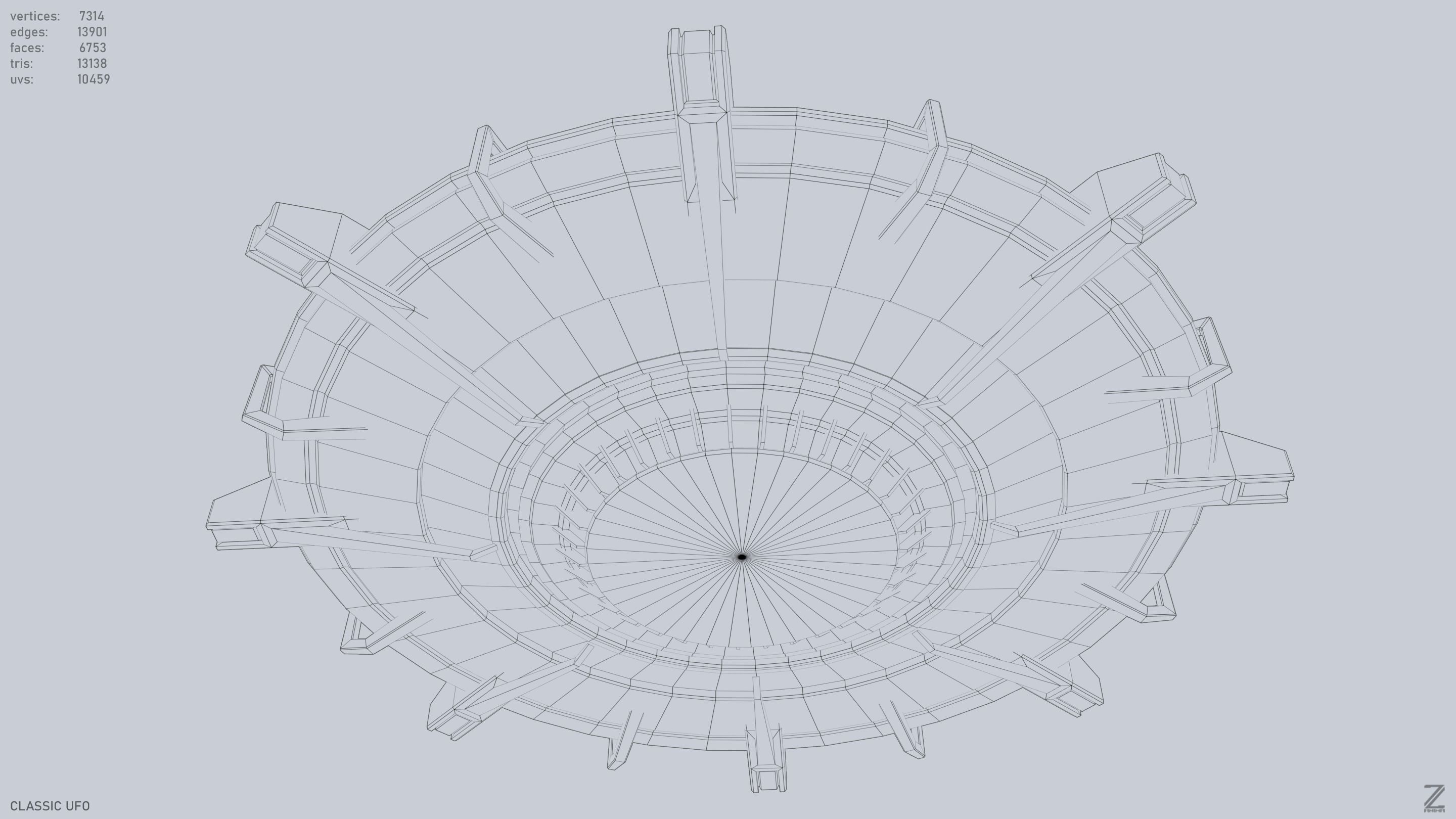 Classic UFO Low-poly 3D model_12
