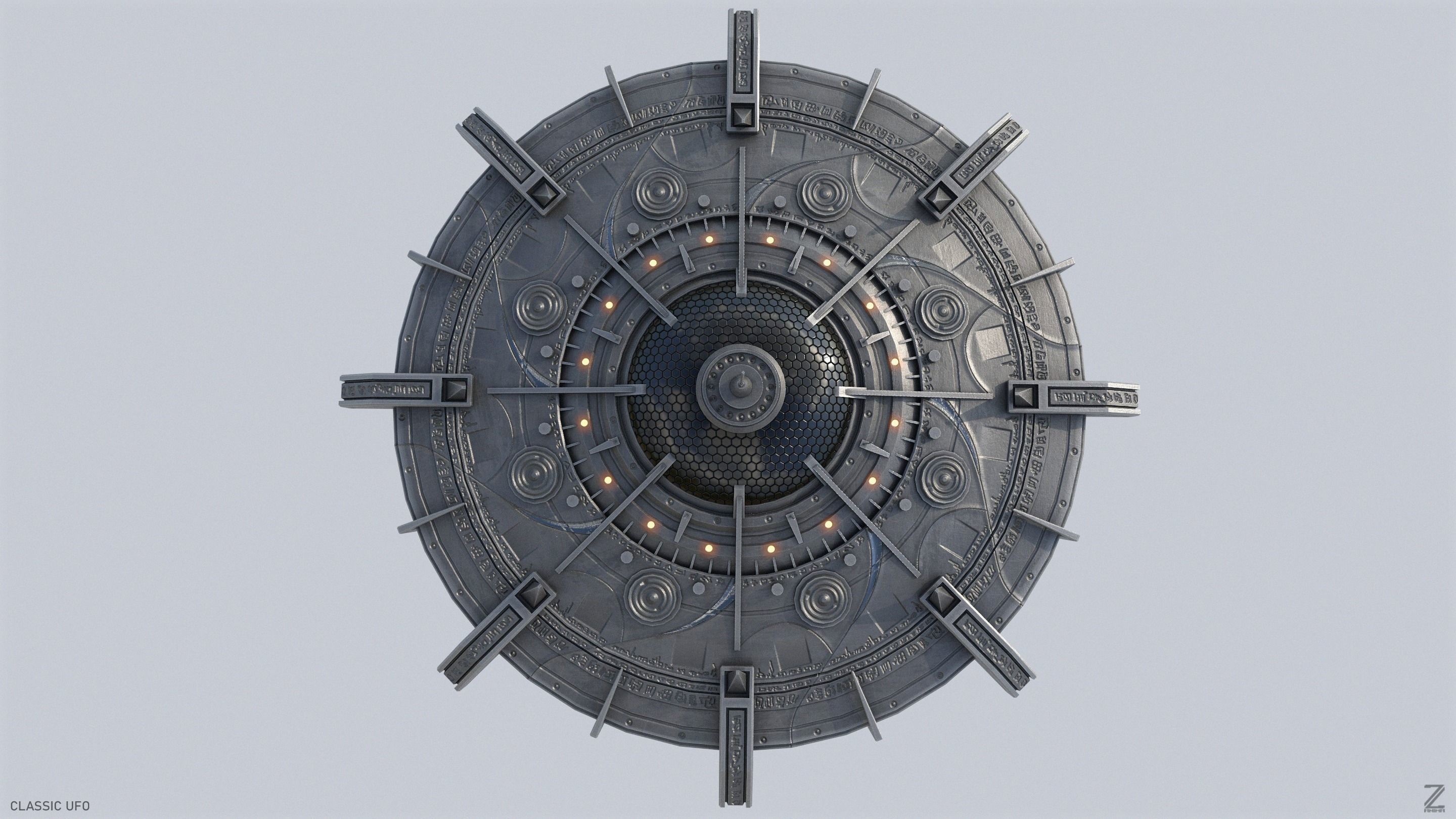 Classic UFO Low-poly 3D model_6