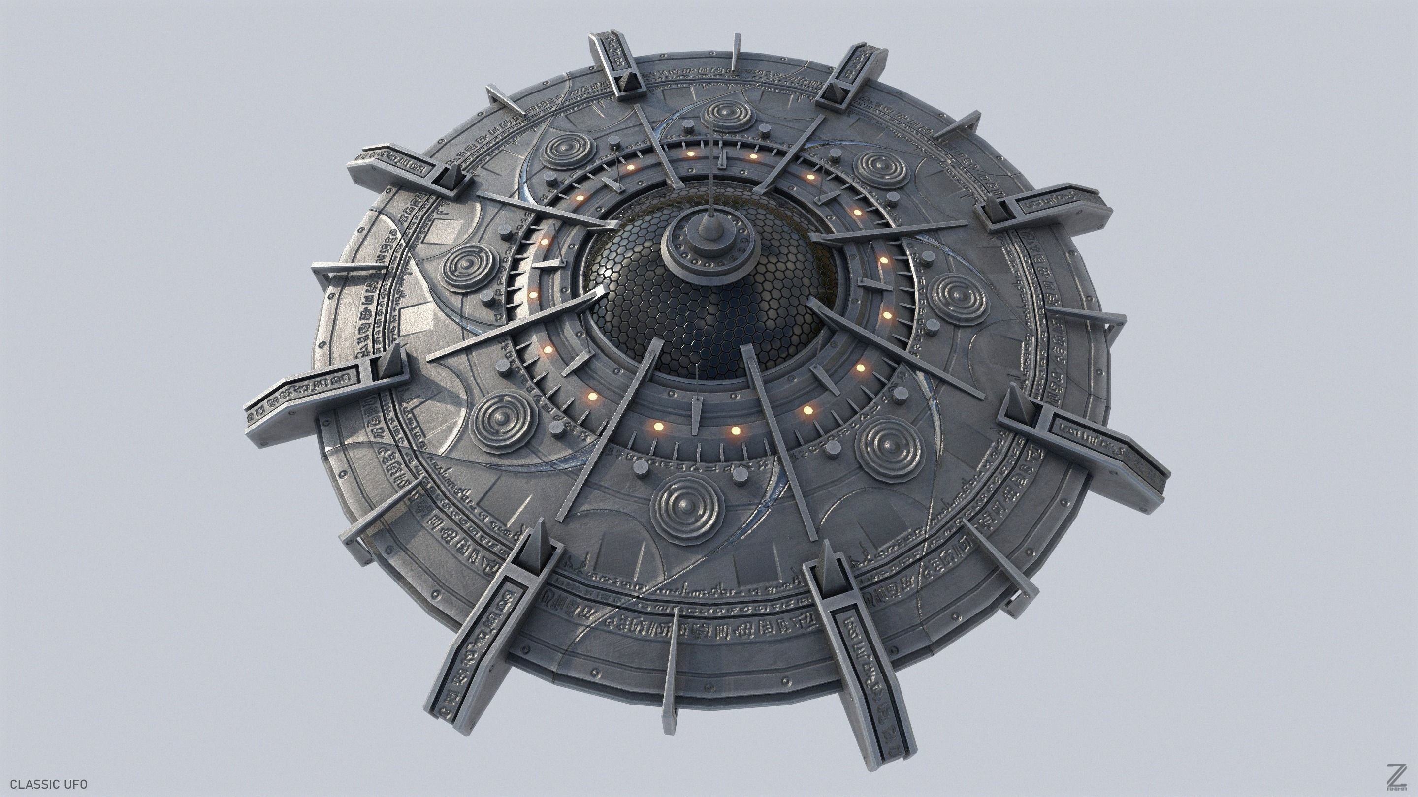 Classic UFO Low-poly 3D model_8