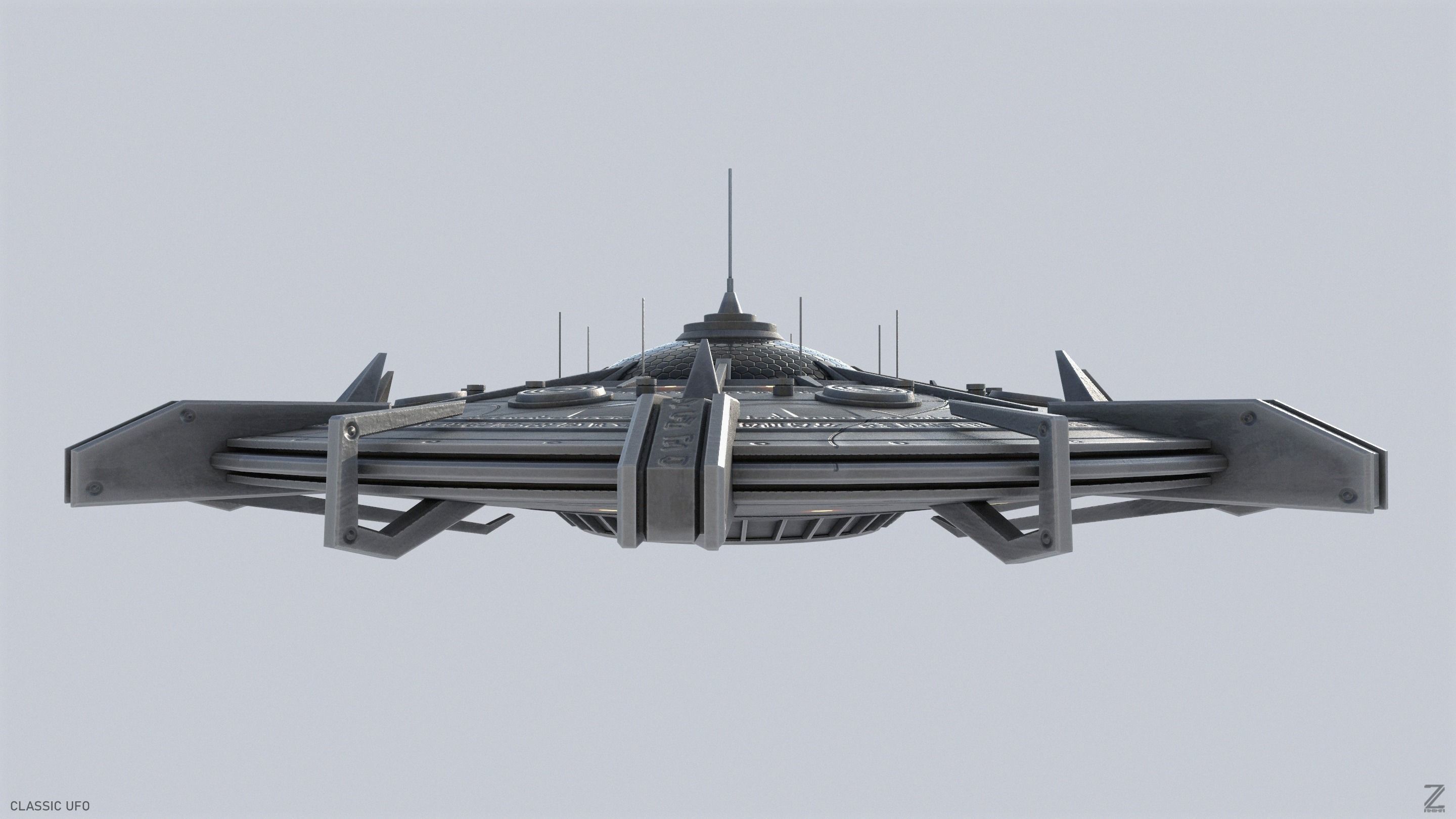 Classic UFO Low-poly 3D model_7
