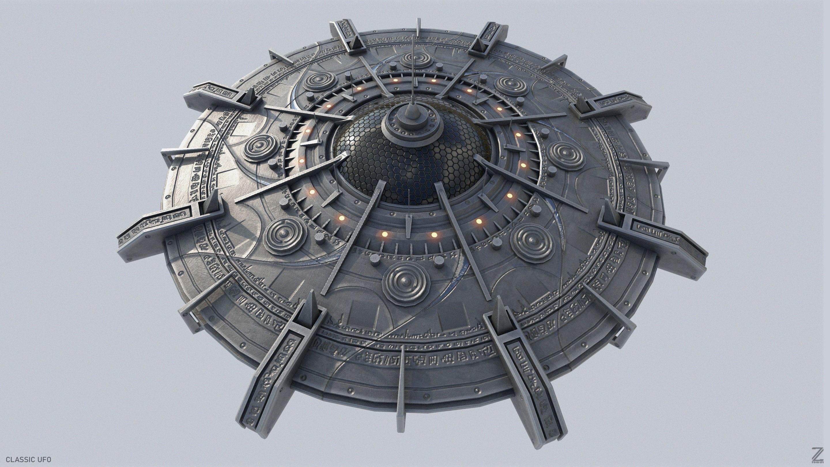 Classic UFO Low-poly 3D model_5