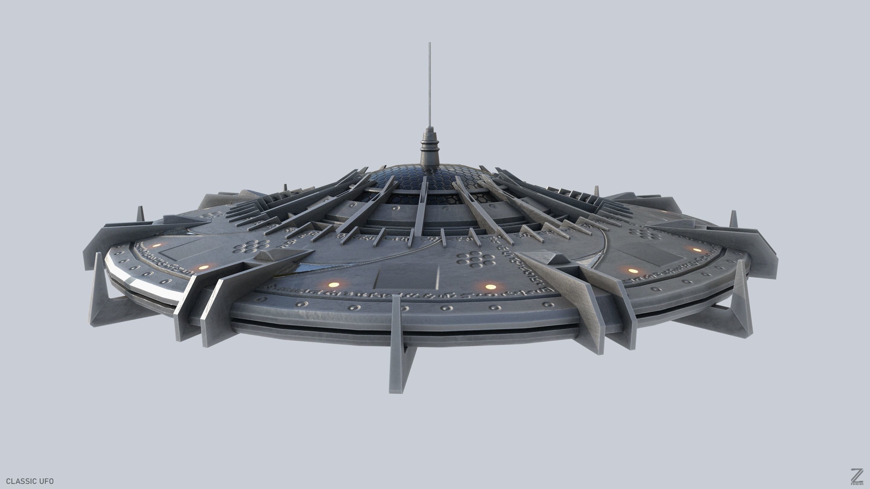 Classic UFO Low-poly 3D model_5