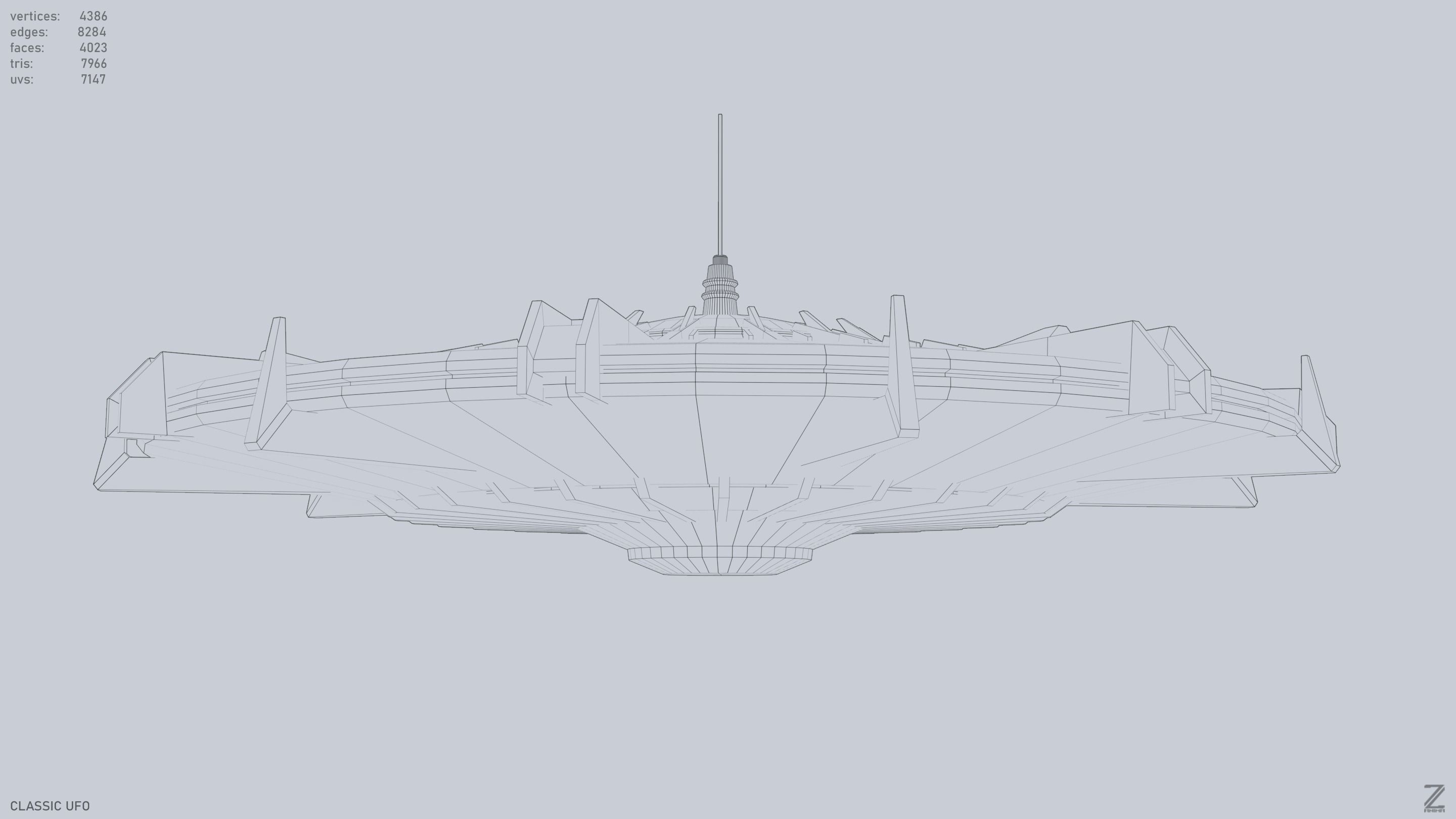 Classic UFO Low-poly 3D model_14
