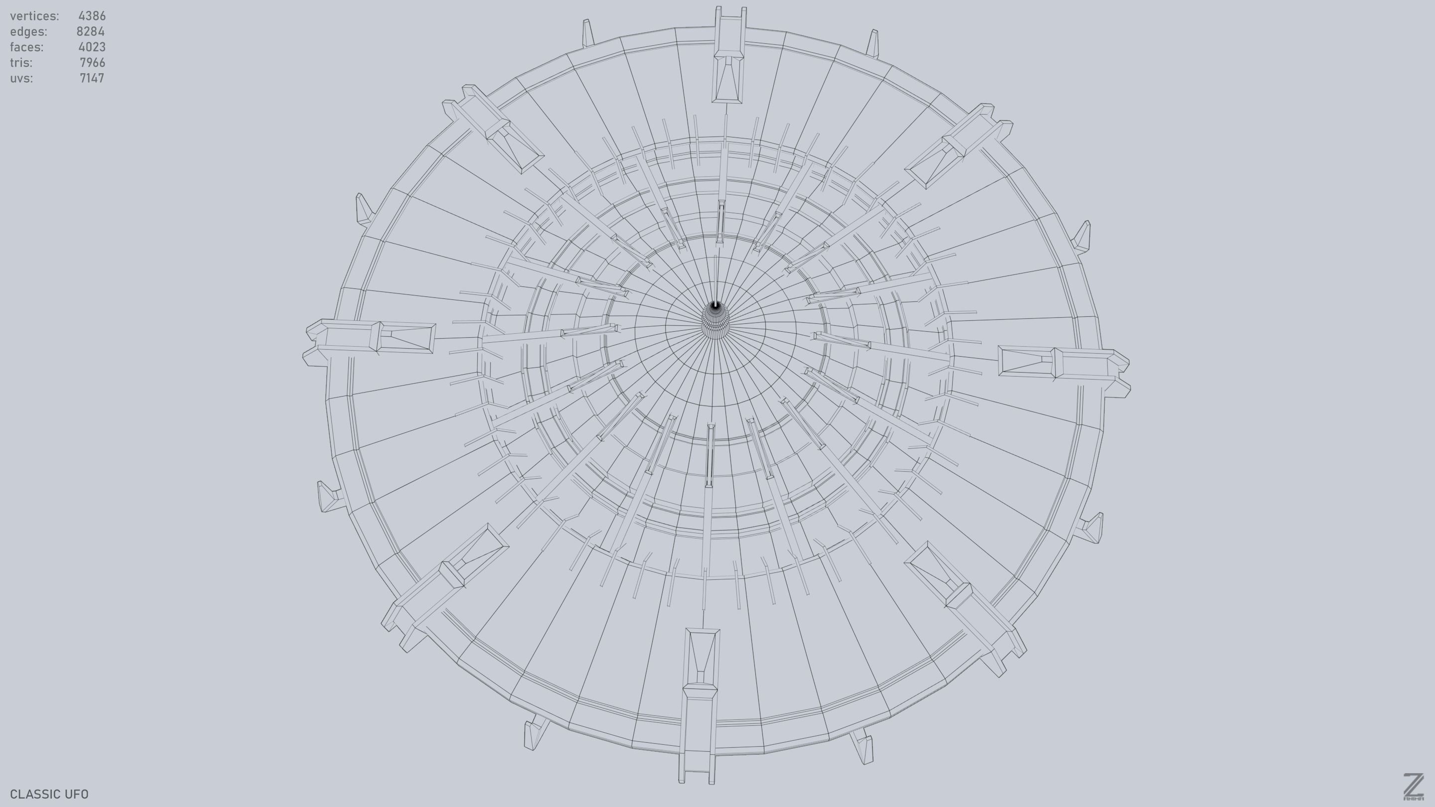 Classic UFO Low-poly 3D model_11