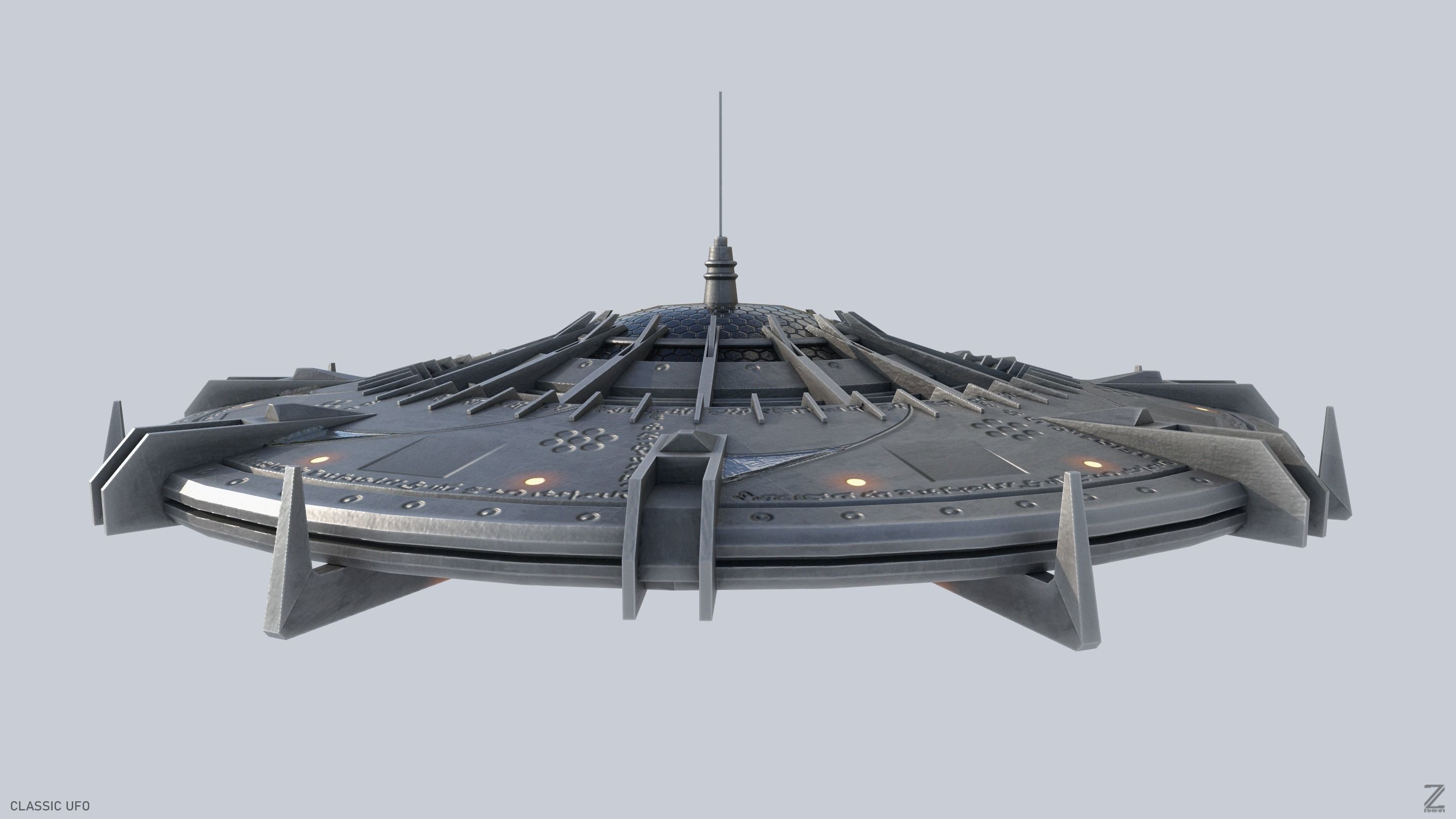 Classic UFO Low-poly 3D model_8