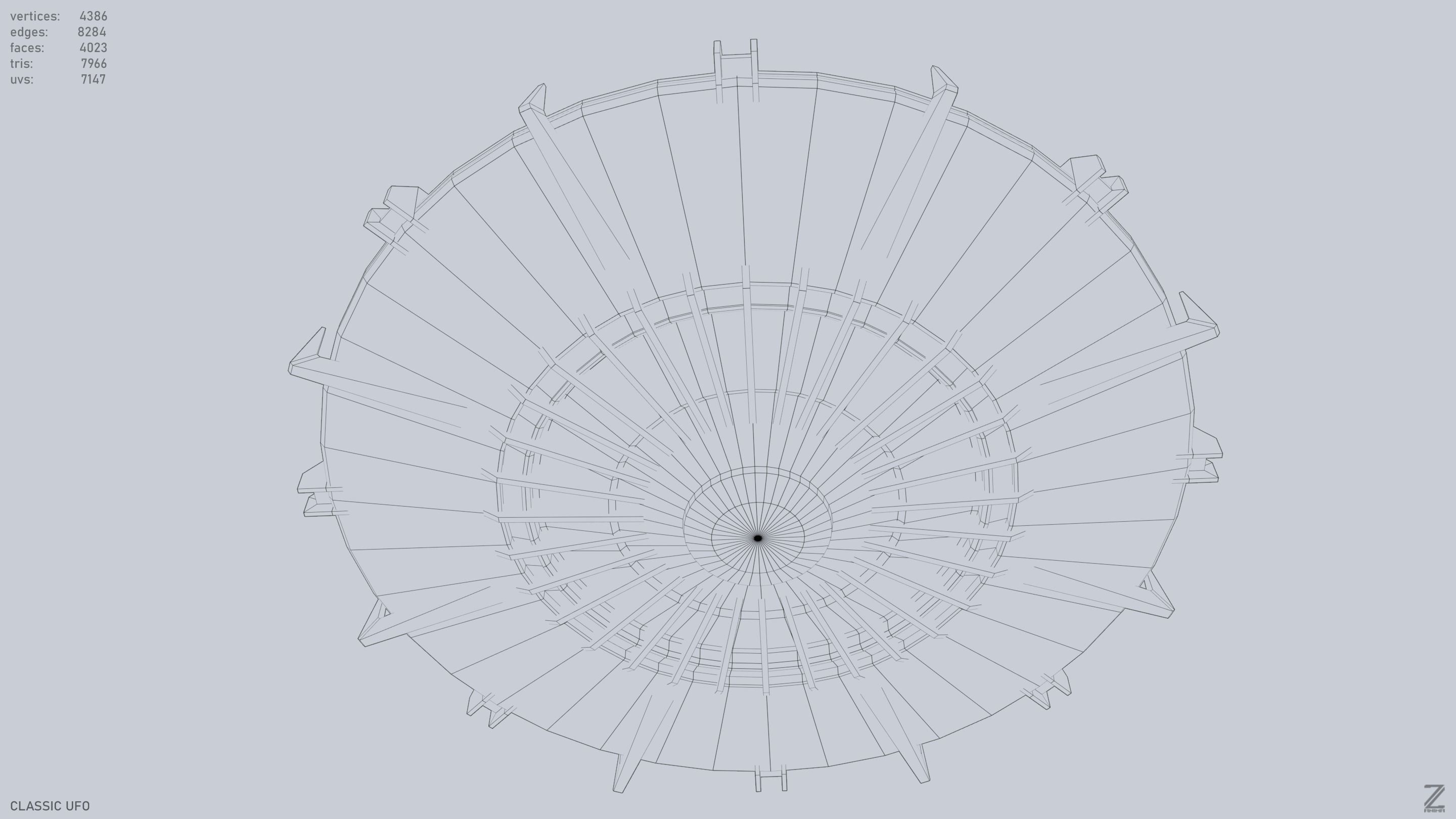 Classic UFO Low-poly 3D model_13
