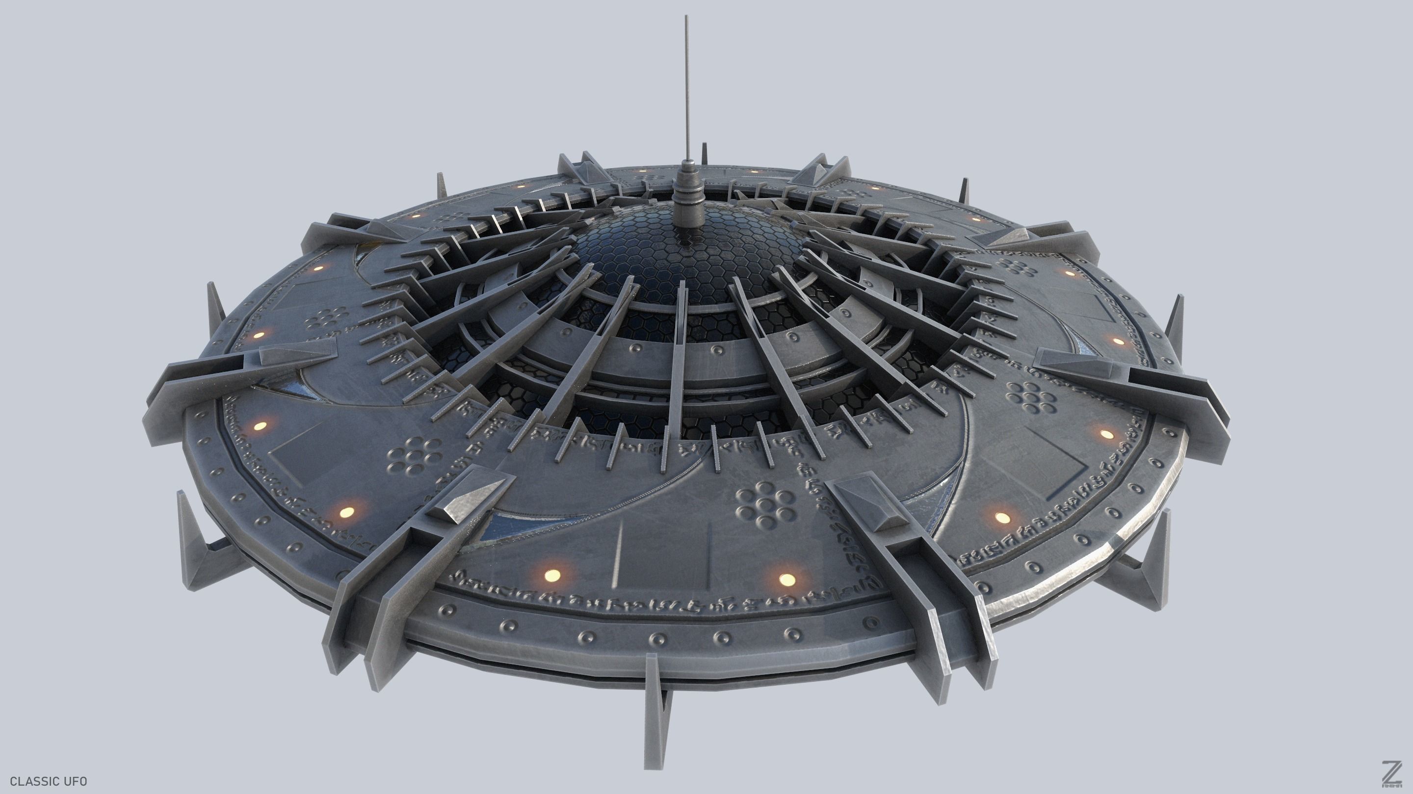 Classic UFO Low-poly 3D model_2
