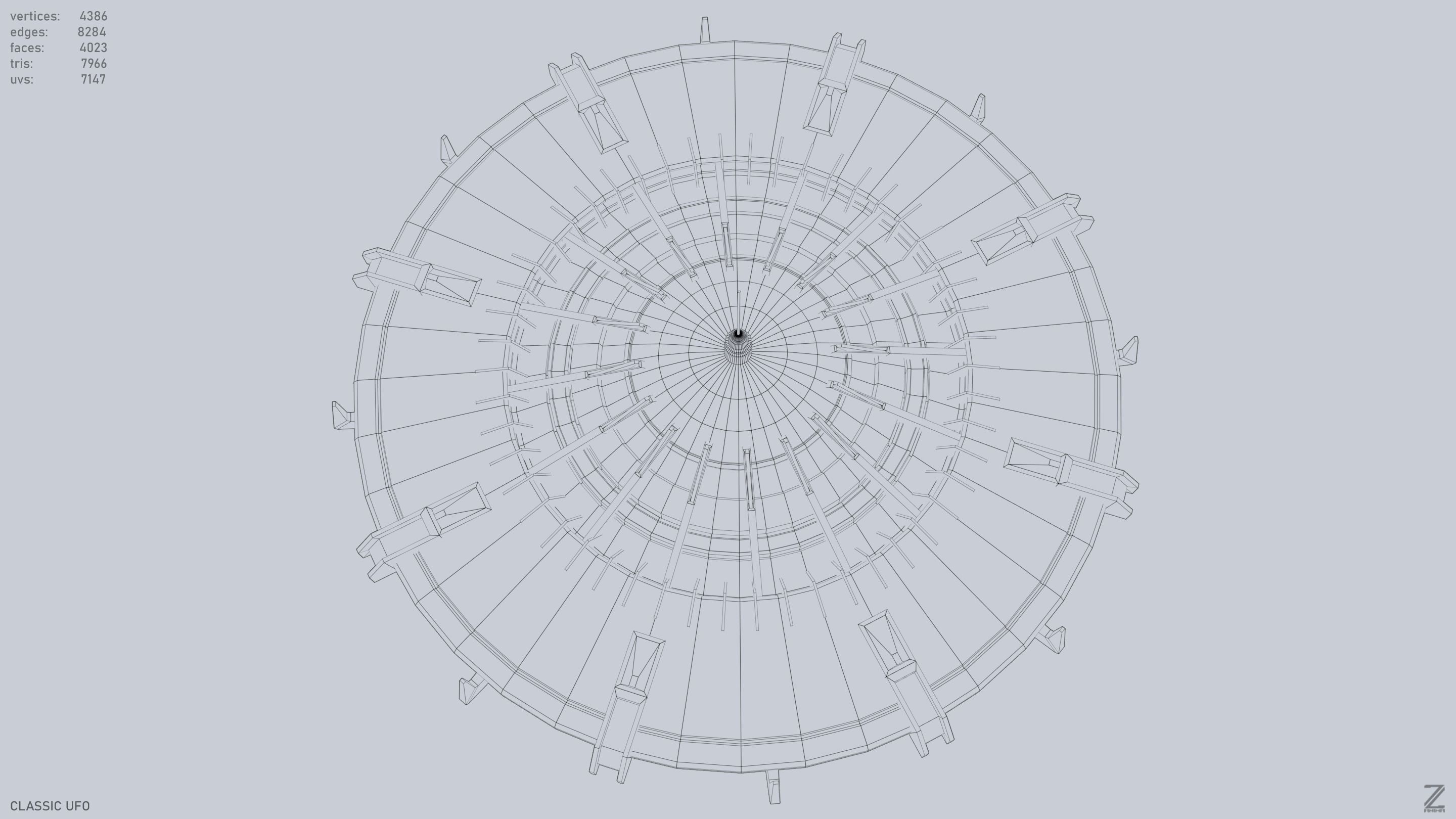 Classic UFO Low-poly 3D model_15