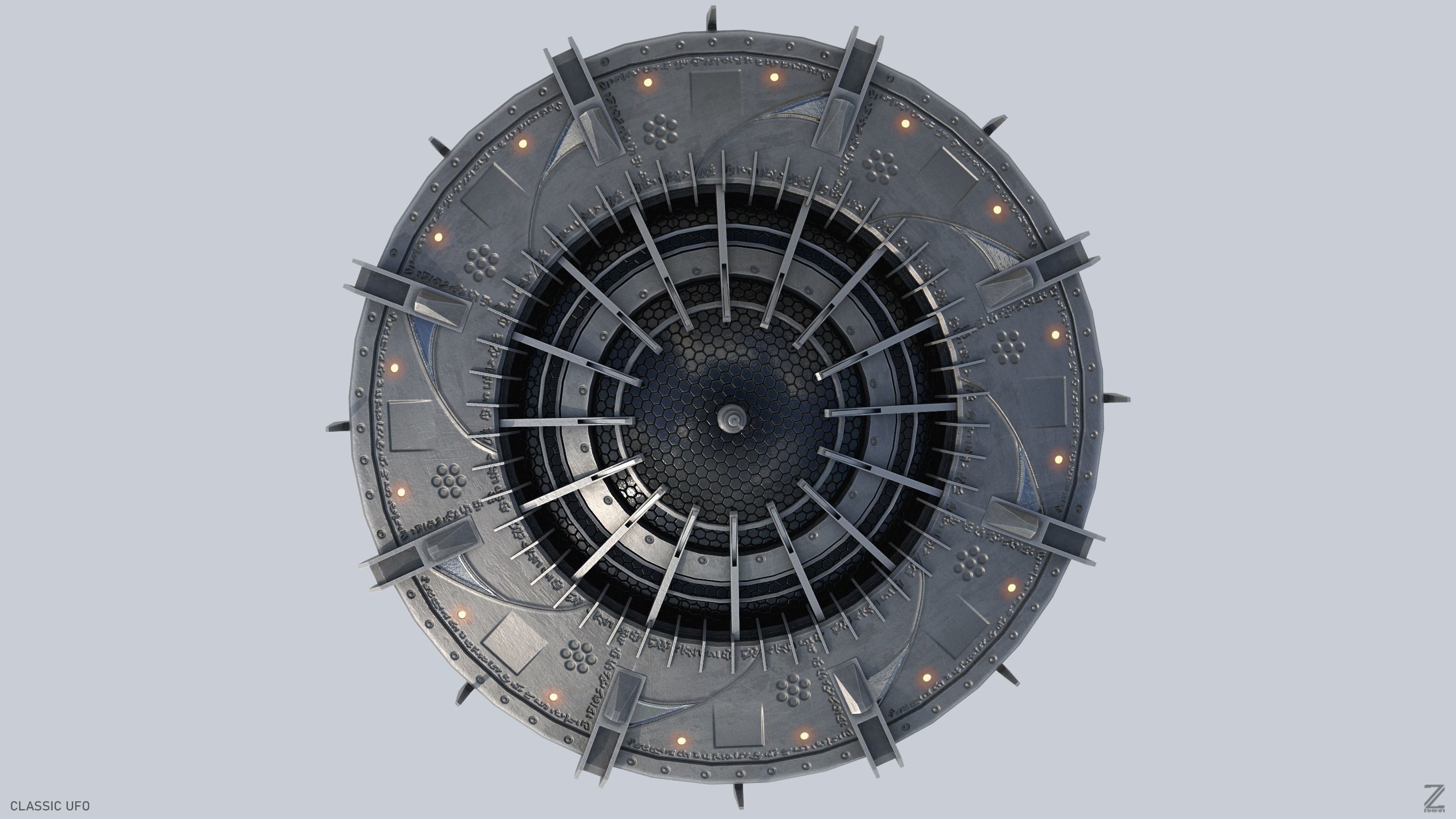 Classic UFO Low-poly 3D model_6