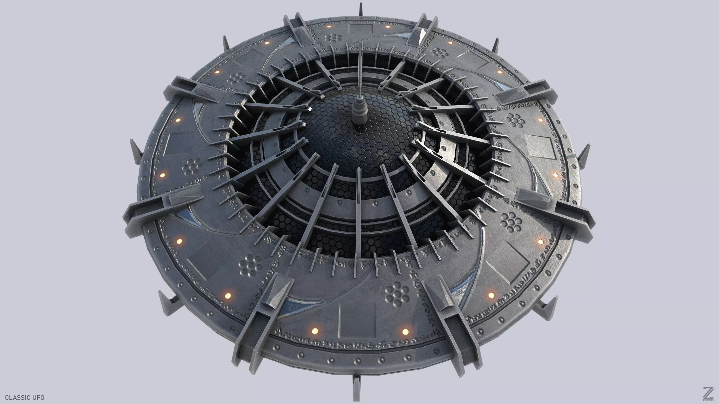 Classic UFO Low-poly 3D model_0