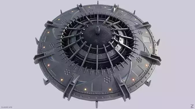 Classic UFO Low-poly 3D model Classic UFO Low-poly 3D model