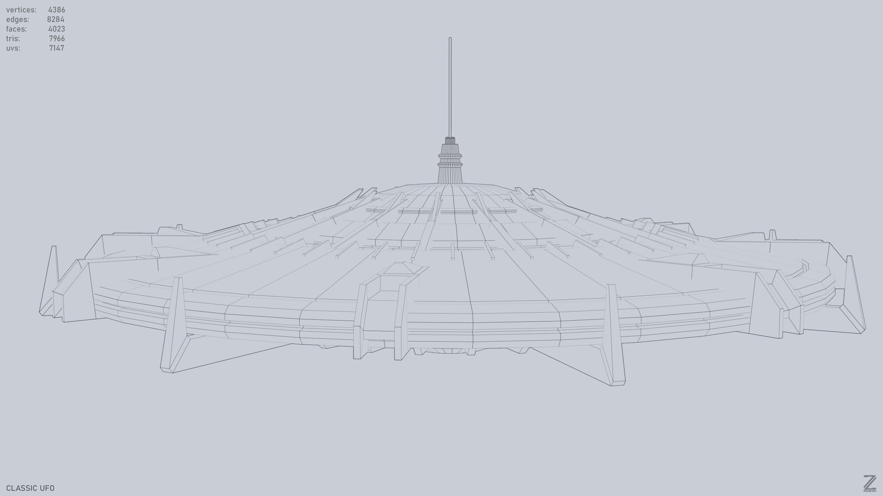 Classic UFO Low-poly 3D model_12