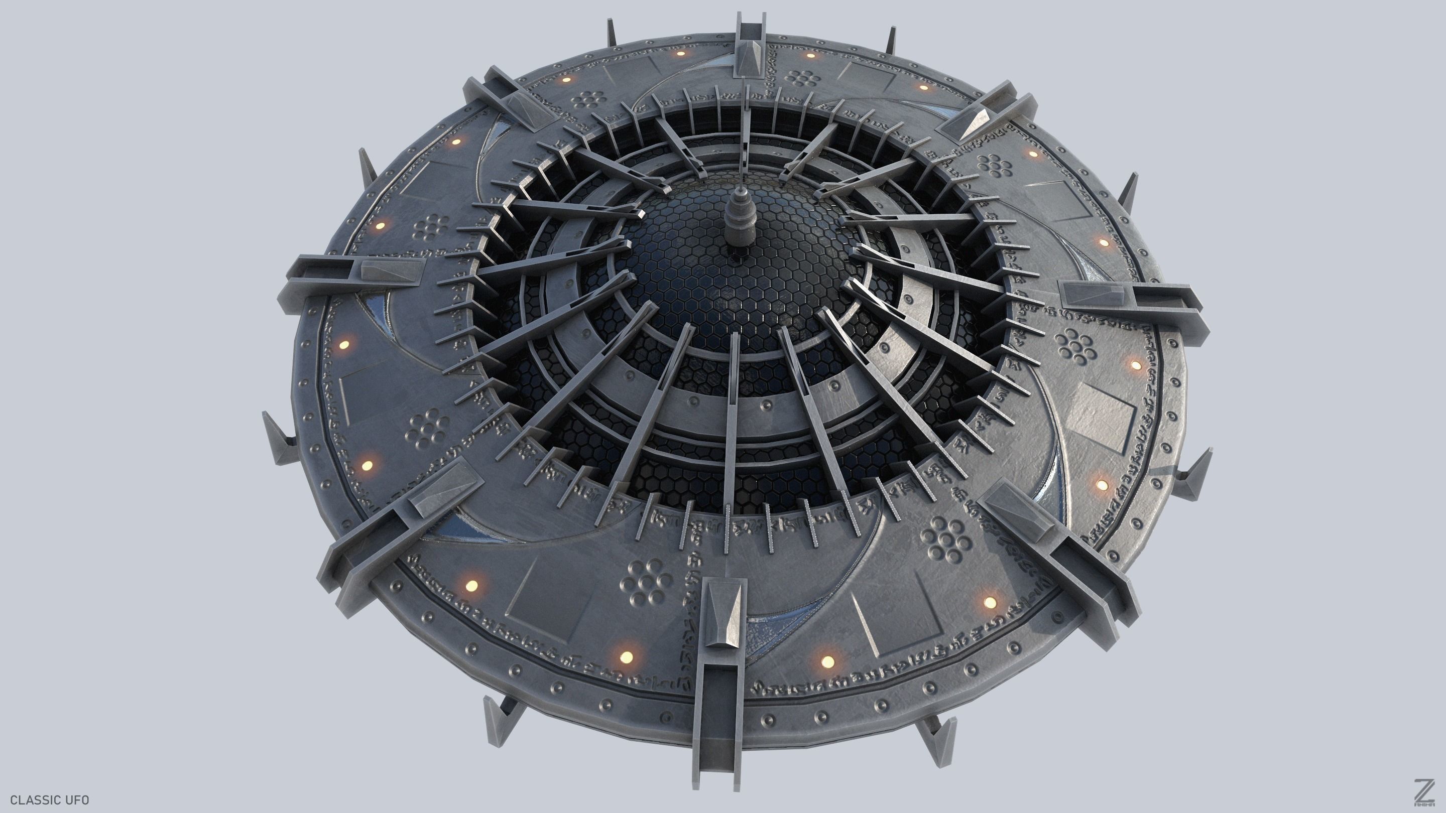Classic UFO Low-poly 3D model_9