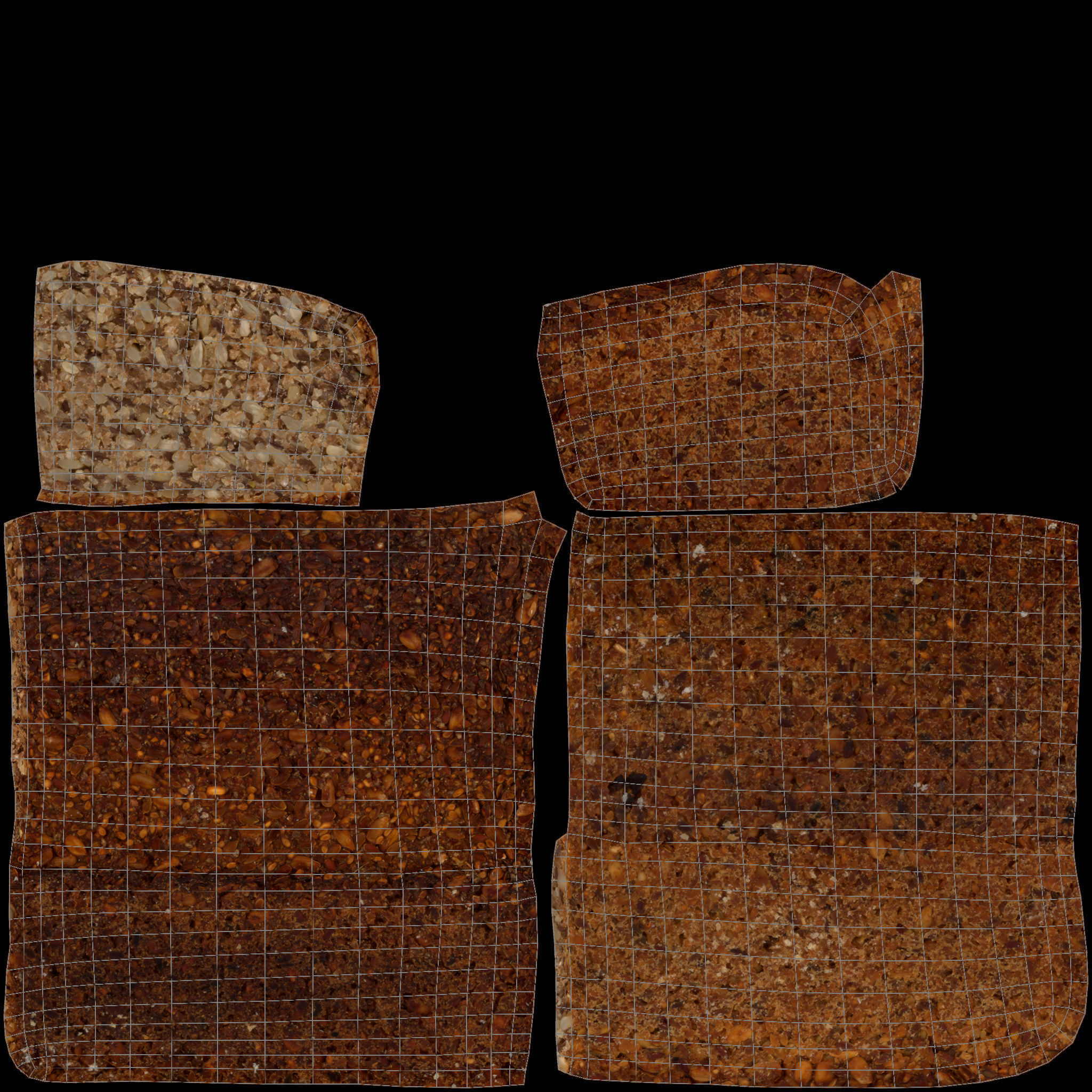 Black Bread AR VR PBR Lowpoly with game ready 3d Model Low-poly 3D model_18