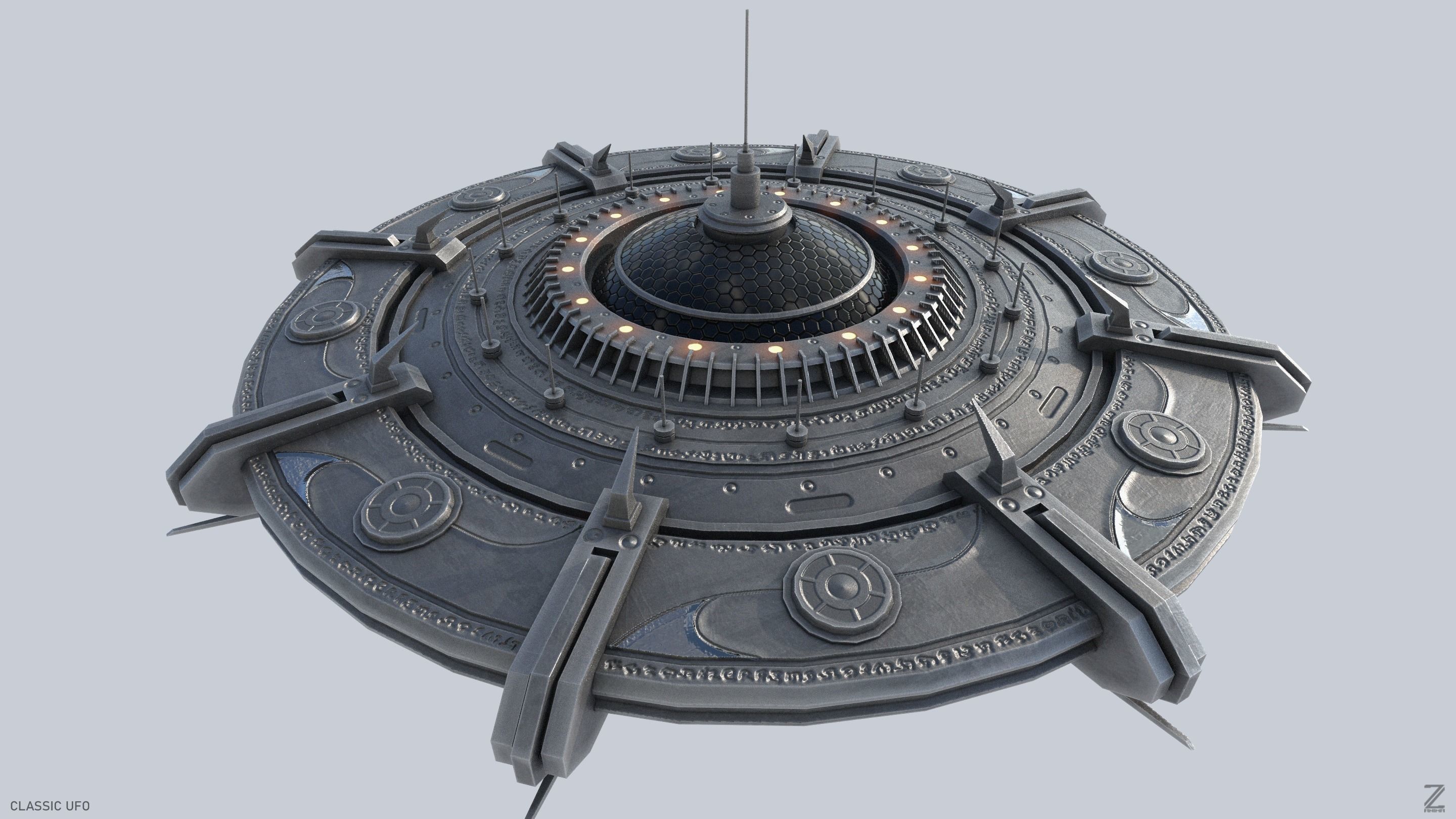 Classic UFO Low-poly 3D model_7