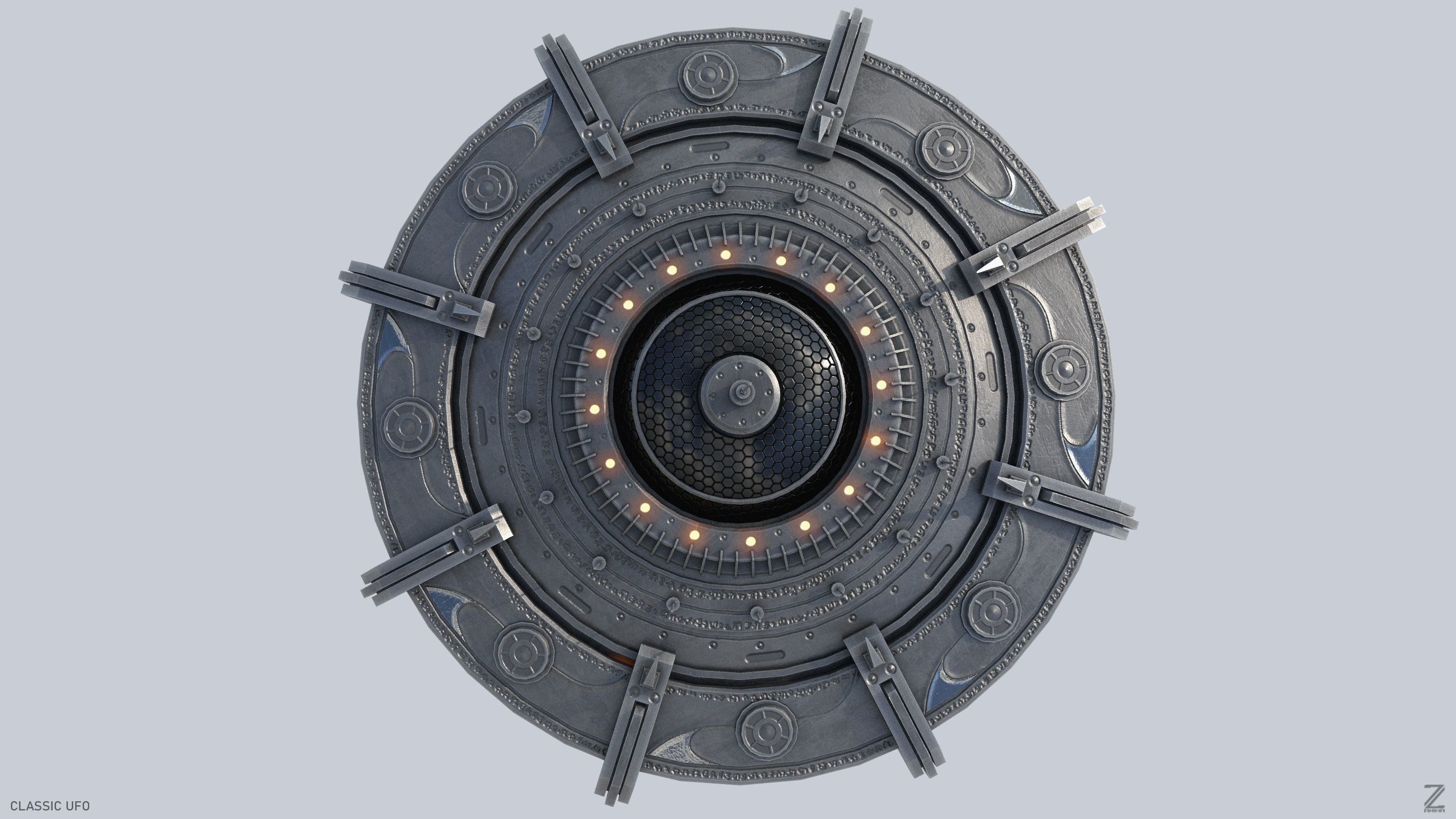 Classic UFO Low-poly 3D model_6