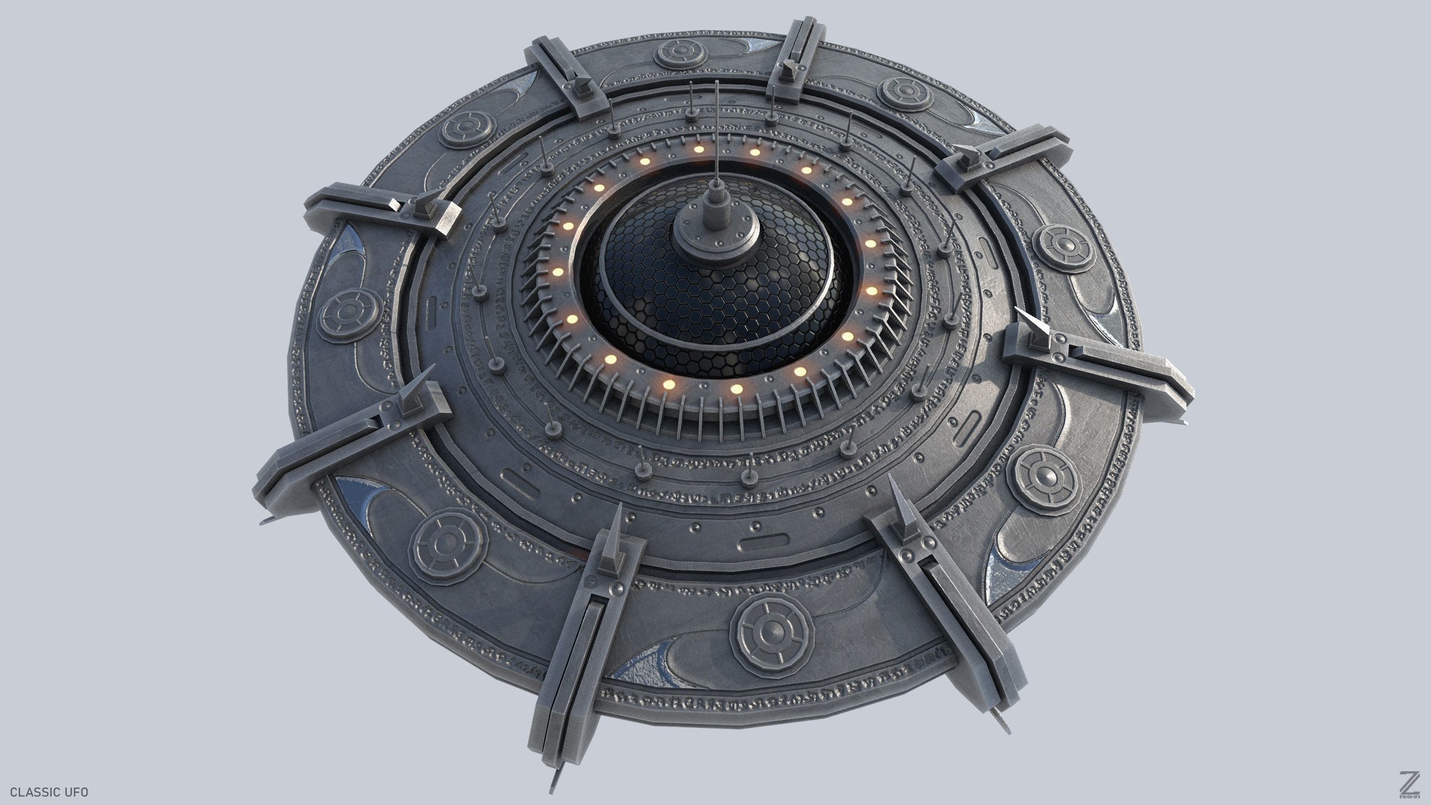 Classic UFO Low-poly 3D model_8