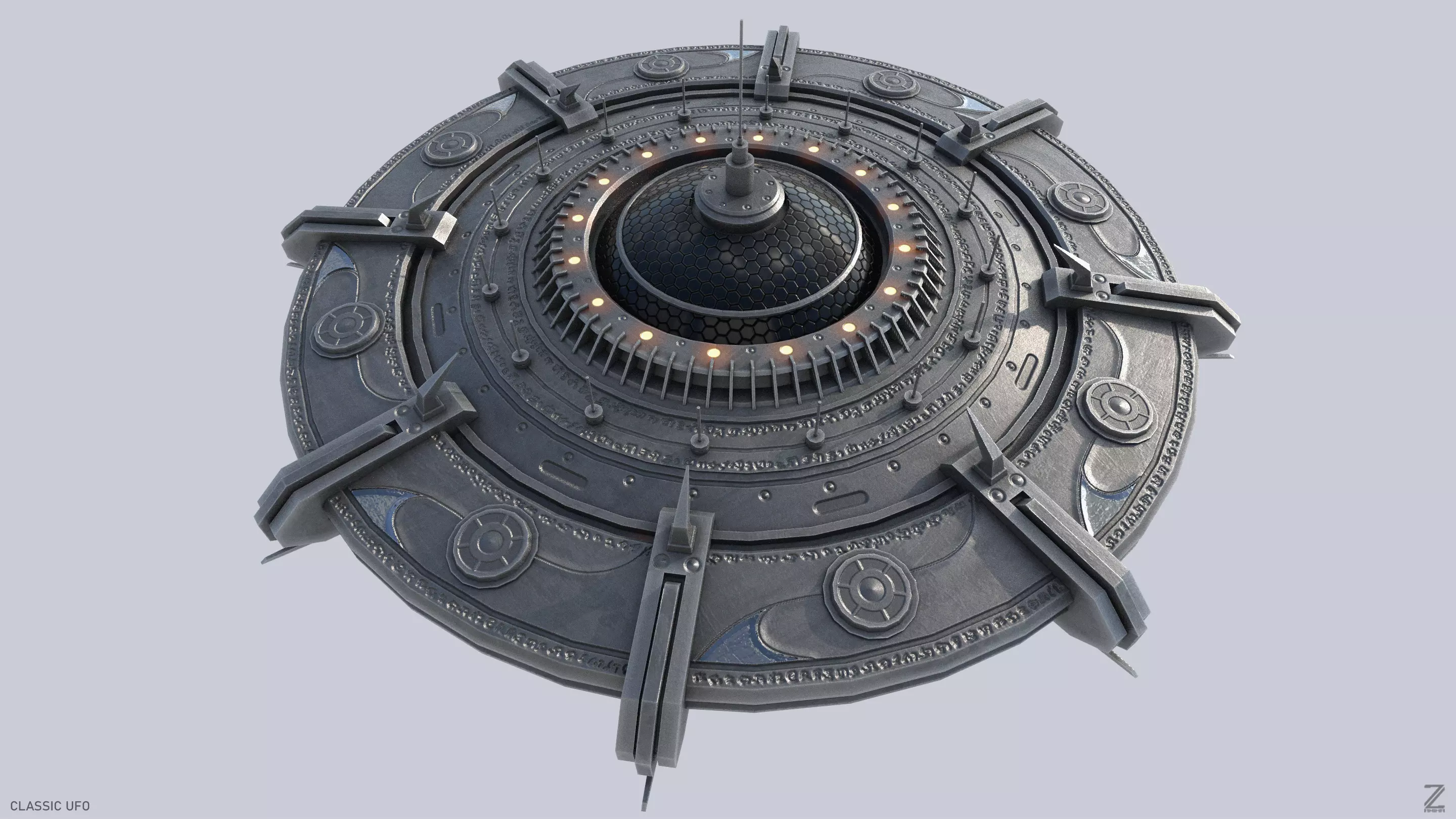 Classic UFO Low-poly 3D model_0
