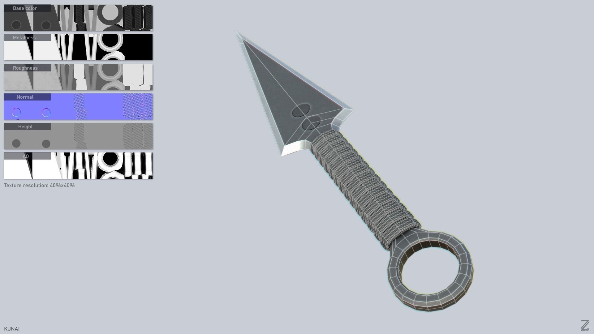 Kunai Low-poly 3D model_2